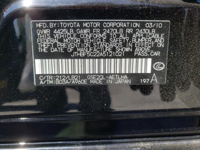 Photo 10 from auction – 2010 LEXUS IS 250 with VIN JTHBF5C22A5121021