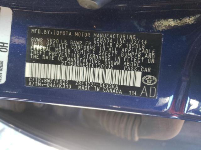 Photo 10 from auction – 2014 TOYOTA COROLLA L with VIN 2T1BURHE9EC130292