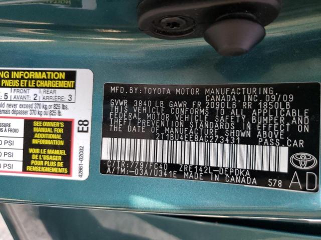 Photo 10 from auction – 2010 TOYOTA COROLLA BA with VIN 2T1BU4EE8AC273431