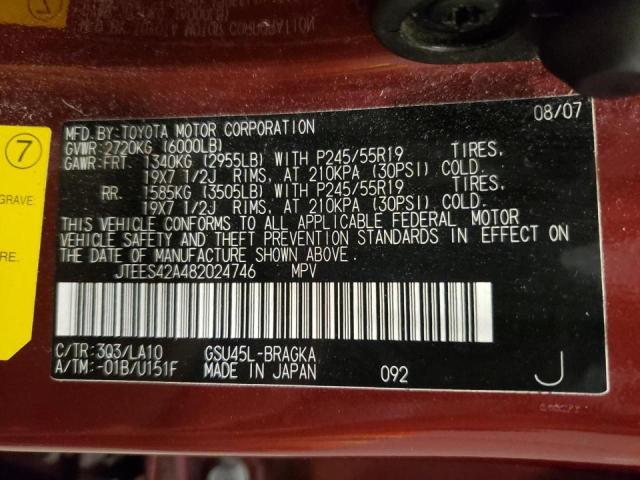 Photo 10 from auction – 2008 TOYOTA HIGHLANDER with VIN JTEES42A482024746