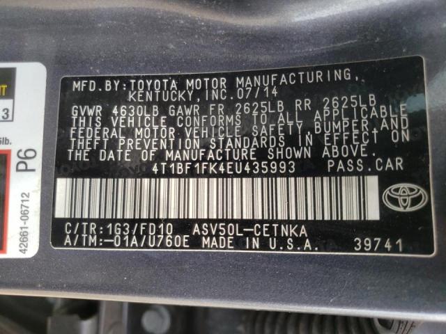 Photo 10 from auction – 2014 TOYOTA CAMRY L with VIN 4T1BF1FK4EU435993