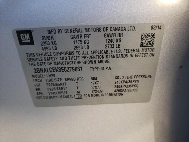 Photo 10 from auction – 2014 CHEVROLET EQUINOX LT with VIN 2GNALCEK8E6279081