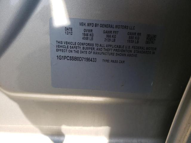 Photo 10 from auction – 2013 CHEVROLET CRUZE LT with VIN 1G1PC5SB0D7196433