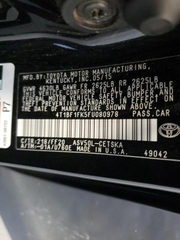 Photo 10 from auction – 2015 TOYOTA CAMRY LE with VIN 4T1BF1FK5FU080978