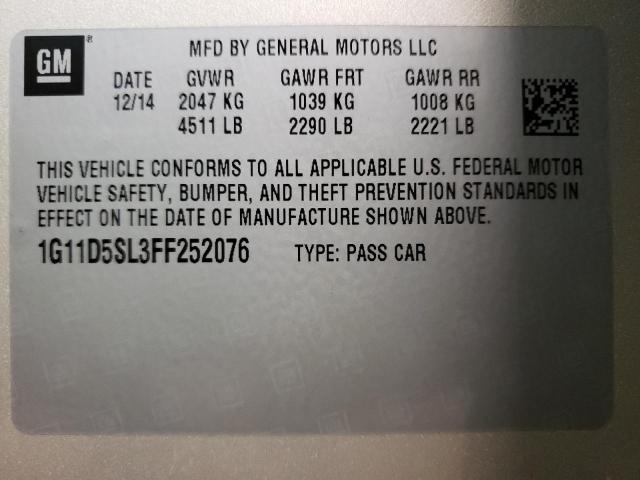 Photo 10 from auction – 2015 CHEVROLET MALIBU 2LT with VIN 1G11D5SL3FF252076