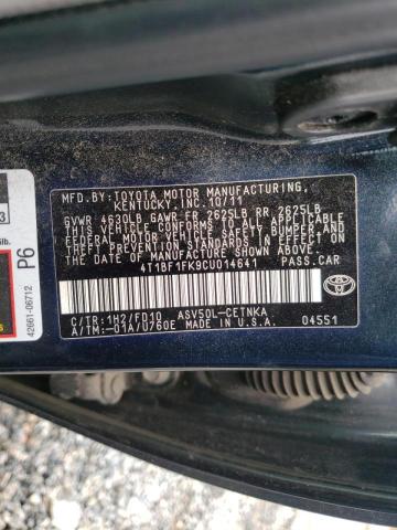 Фото 10 с аукциона – 2012 TOYOTA CAMRY BASE с VIN 4T1BF1FK9CU014641