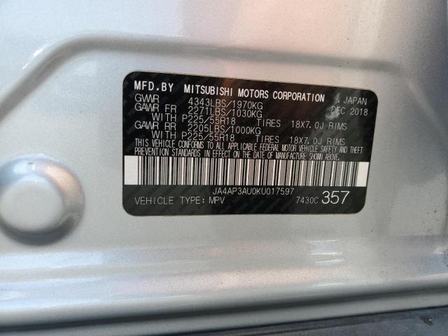 Photo 10 from auction – 2019 MITSUBISHI OUTLANDER with VIN JA4AP3AU0KU017597