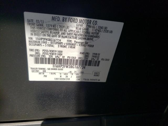 Photo 10 from auction – 2011 FORD TAURUS with VIN 1FAHP2FW3BG167734