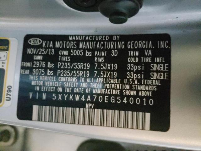 Photo 10 from auction – 2014 KIA SORENTO SX with VIN 5XYKW4A70EG540010