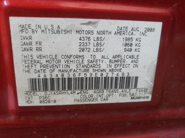 Photo 10 from auction – 2009 MITSUBISHI GALANT ES with VIN 4A3AB36F59E027493