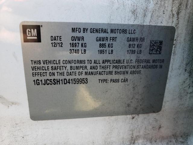 Photo 10 from auction – 2013 CHEVROLET SONIC LT with VIN 1G1JC5SH1D4159953