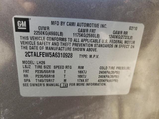 Photo 10 from auction – 2010 GMC TERRAIN SL with VIN 2CTALFEW5A6310928