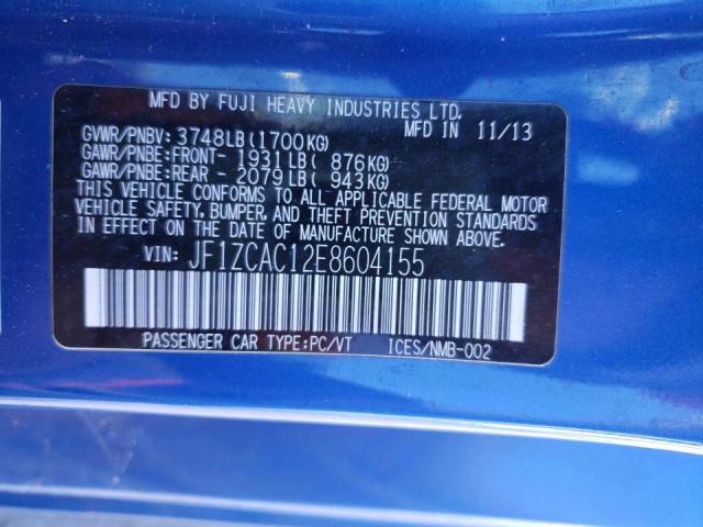 Photo 10 from auction – 2014 SUBARU BRZ 2.0 LI with VIN JF1ZCAC12E8604155