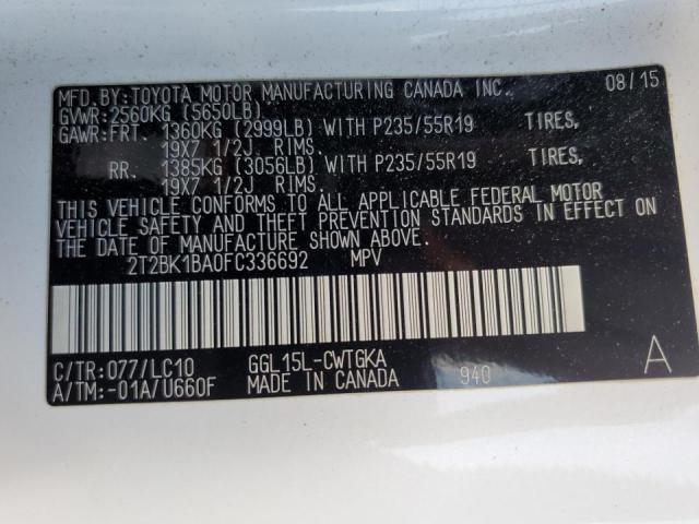 Photo 10 from auction – 2015 LEXUS RX 350 BAS with VIN 2T2BK1BA0FC336692