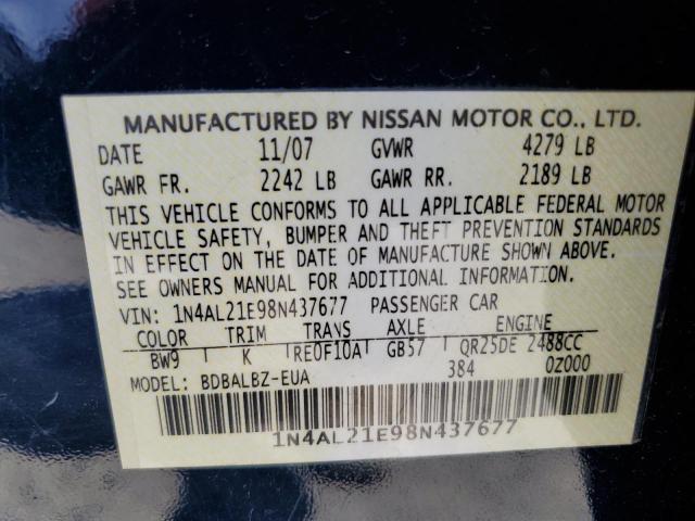 Photo 10 from auction – 2008 NISSAN ALTIMA 2.5 with VIN 1N4AL21E98N437677