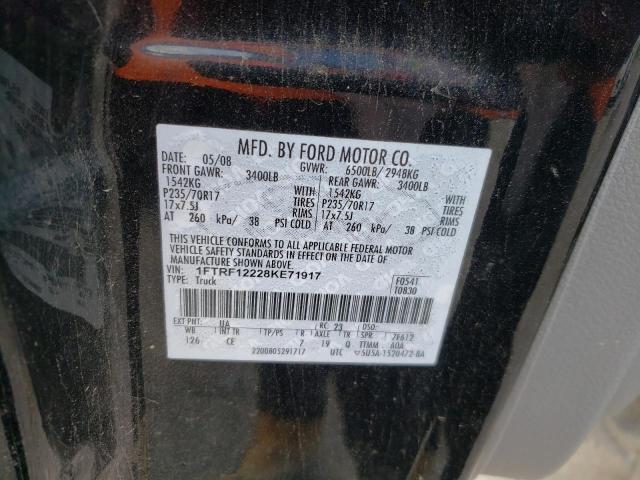 Photo 10 from auction – 2008 FORD F150 with VIN 1FTRF12228KE71917