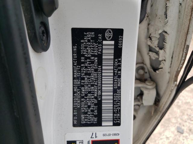 Photo 10 from auction – 2013 TOYOTA AVALON BAS with VIN 4T1BK1EB8DU009364
