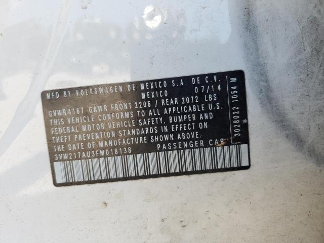 Photo 10 from auction – 2015 VOLKSWAGEN GOLF with VIN 3VW217AU3FM018138
