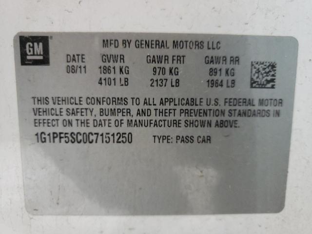 Photo 10 from auction – 2012 CHEVROLET CRUZE LT with VIN 1G1PF5SC0C7151250