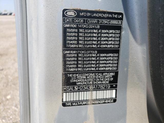 Photo 10 from auction – 2008 LAND ROVER RANGE ROVE with VIN SALSH23438A178219