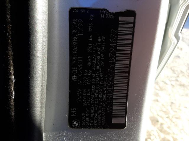 Photo 10 from auction – 2000 BMW M5 with VIN WBSDE9347YBZ94872