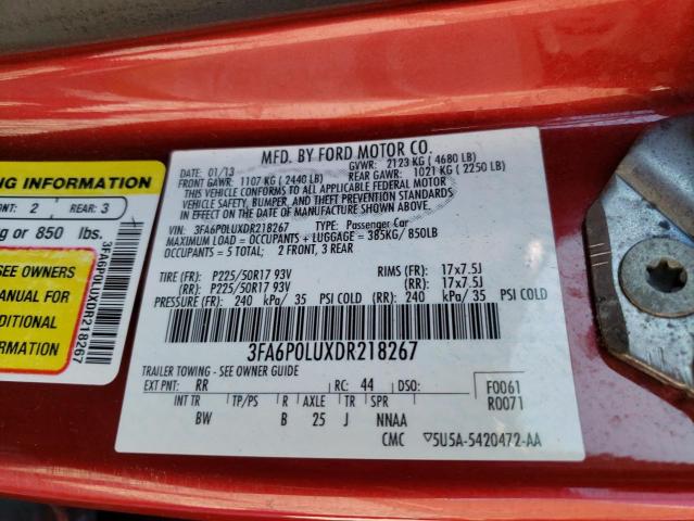 Photo 10 from auction – 2013 FORD FUSION SE with VIN 3FA6P0LUXDR218267