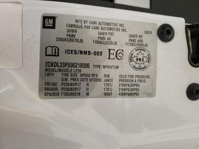 Photo 10 from auction – 2009 PONTIAC TORRENT with VIN 2CKDL33F596218006