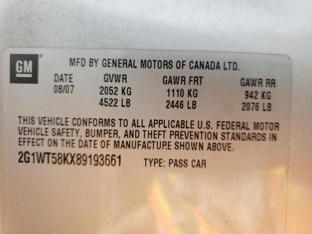 Photo 10 from auction – 2008 CHEVROLET IMPALA LT with VIN 2G1WT58KX89193661