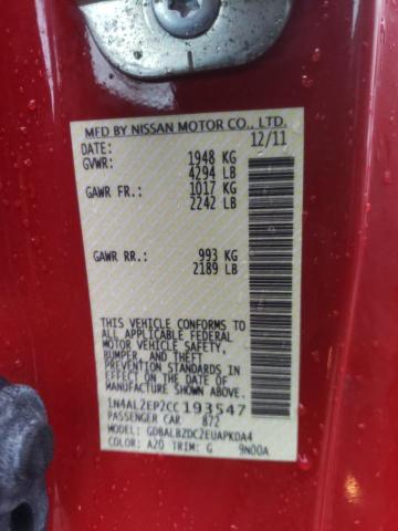 Photo 10 from auction – 2012 NISSAN ALTIMA S with VIN 1N4AL2EP2CC193547