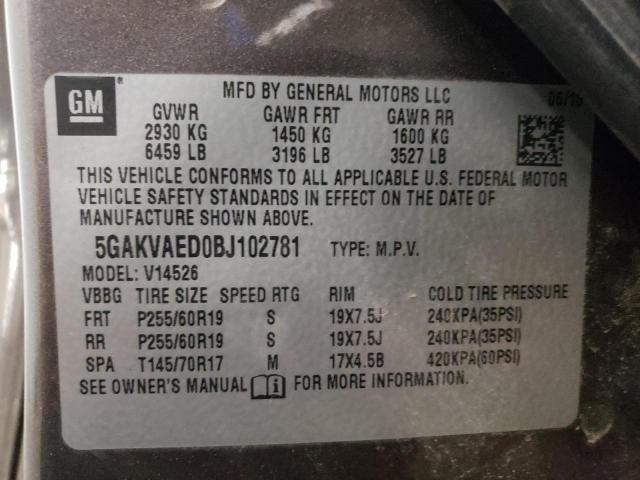 Photo 10 from auction – 2011 BUICK ENCLAVE CX with VIN 5GAKVAED0BJ102781