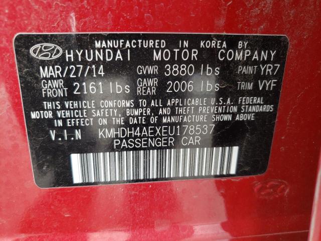 Photo 10 from auction – 2014 HYUNDAI ELANTRA SE with VIN KMHDH4AEXEU178537