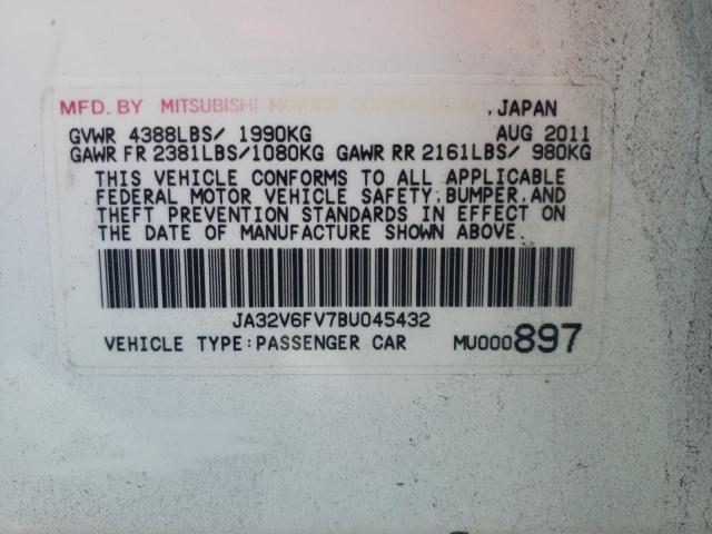 Photo 10 from auction – 2011 MITSUBISHI LANCER RAL with VIN JA32V6FV7BU045432