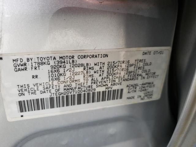 Photo 10 from auction – 2001 TOYOTA RAV4 with VIN JTEGH20V710040829