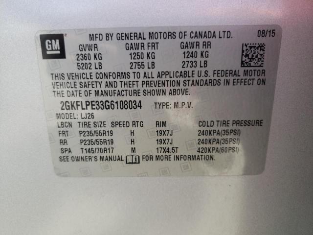 Photo 10 from auction – 2016 GMC TERRAIN SL with VIN 2GKFLPE33G6108034