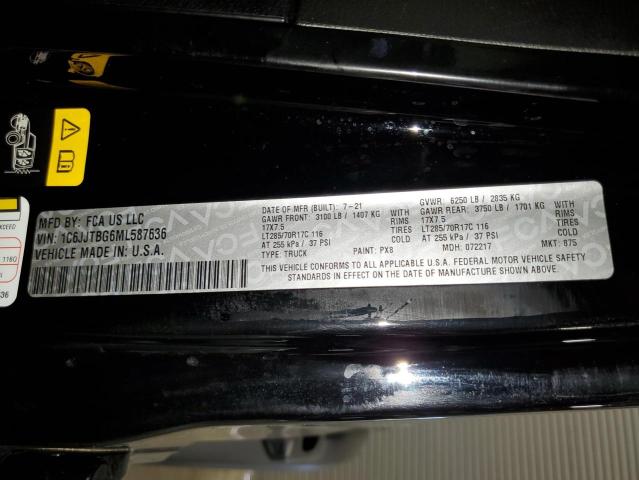 Photo 10 from auction – 2021 JEEP GLADIATOR with VIN 1C6JJTBG6ML587636