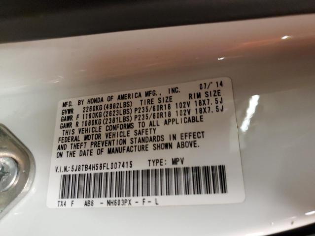 Photo 10 from auction – 2015 ACURA RDX TECHNO with VIN 5J8TB4H58FL007415