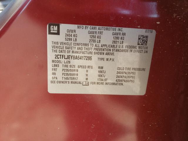 Photo 10 from auction – 2010 GMC TERRAIN SL with VIN 2CTFLJEY8A6417286