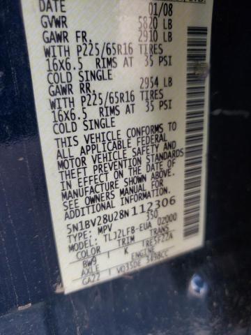 Photo 10 from auction – 2008 NISSAN QUEST S with VIN 5N1BV28U28N112306