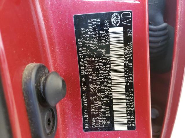 Photo 10 from auction – 2016 TOYOTA COROLLA L with VIN 2T1BURHE9GC593908