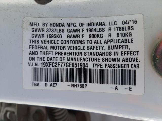 Photo 10 from auction – 2016 HONDA CIVIC EX with VIN 19XFC2F77GE051904