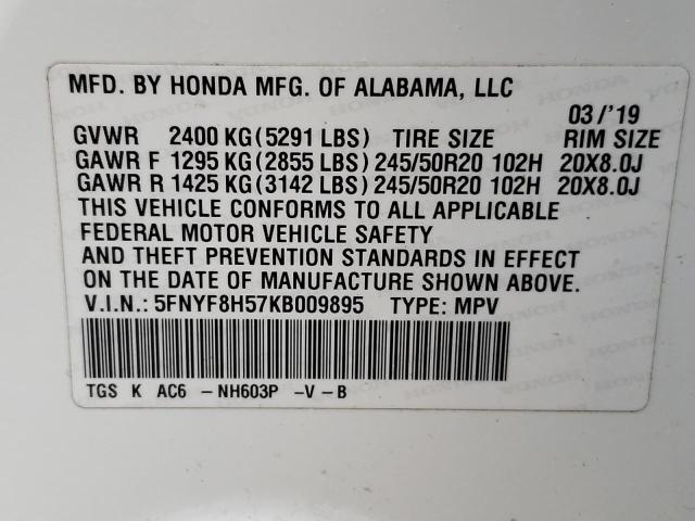 Photo 10 from auction – 2019 HONDA PASSPORT E with VIN 5FNYF8H57KB009895