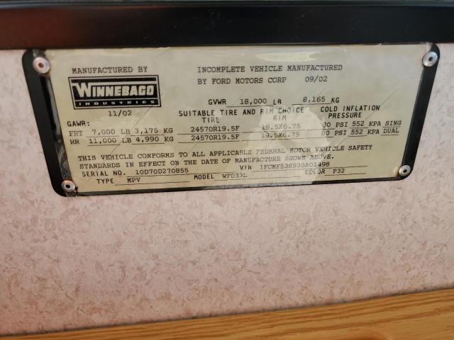 Photo 10 from auction – 2003 WINNEBAGO WINNEBAGO with VIN 1FCMF53S930A01498