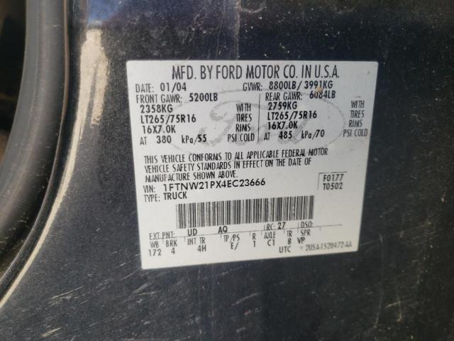 Photo 10 from auction – 2004 FORD F250 SUPER with VIN 1FTNW21PX4EC23666
