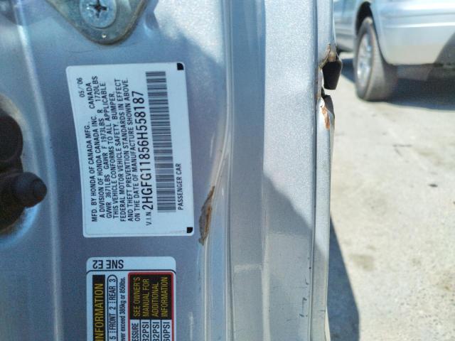 Photo 10 from auction – 2006 HONDA CIVIC EX with VIN 2HGFG11856H558187