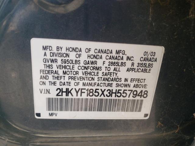 Photo 10 from auction – 2003 HONDA PILOT EXL with VIN 2HKYF185X3H557948