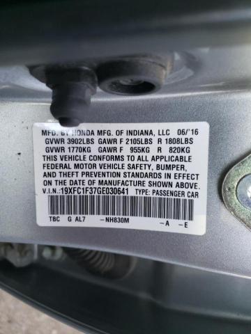 Photo 10 from auction – 2016 HONDA CIVIC EX with VIN 19XFC1F37GE030641