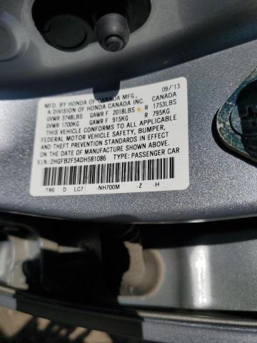 Photo 10 from auction – 2013 HONDA CIVIC LX with VIN 2HGFB2F54DH581086