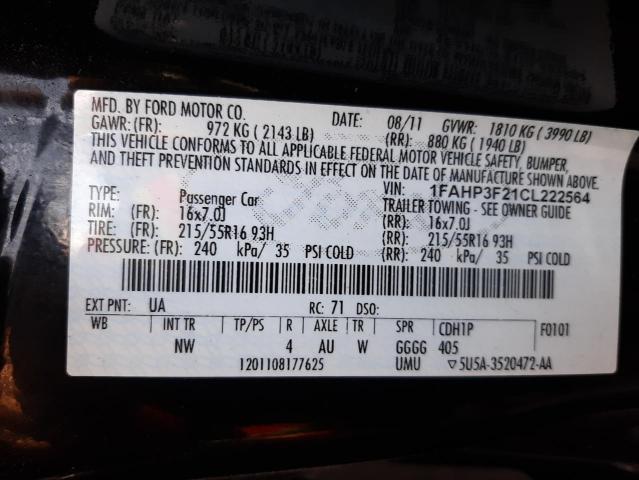 Photo 10 from auction – 2012 FORD FOCUS SE with VIN 1FAHP3F21CL222564