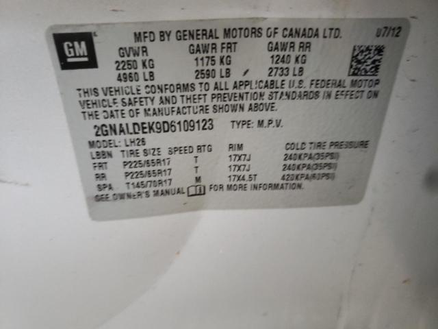 Photo 10 from auction – 2013 CHEVROLET EQUINOX LT with VIN 2GNALDEK9D6109123
