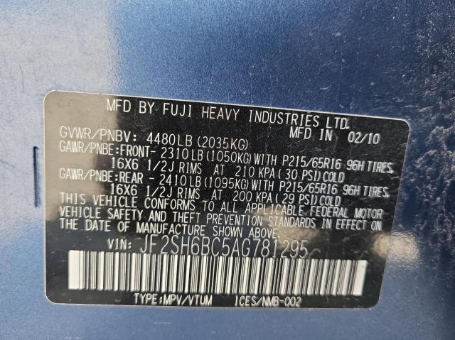 Photo 10 from auction – 2010 SUBARU FORESTER X with VIN JF2SH6BC5AG781295